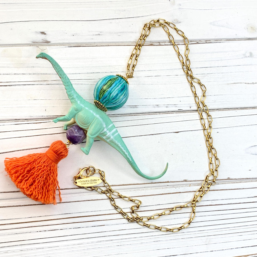 Lenora Dame Brontosaurus Dinosaur Pendant Necklace - One-of-a-Kind