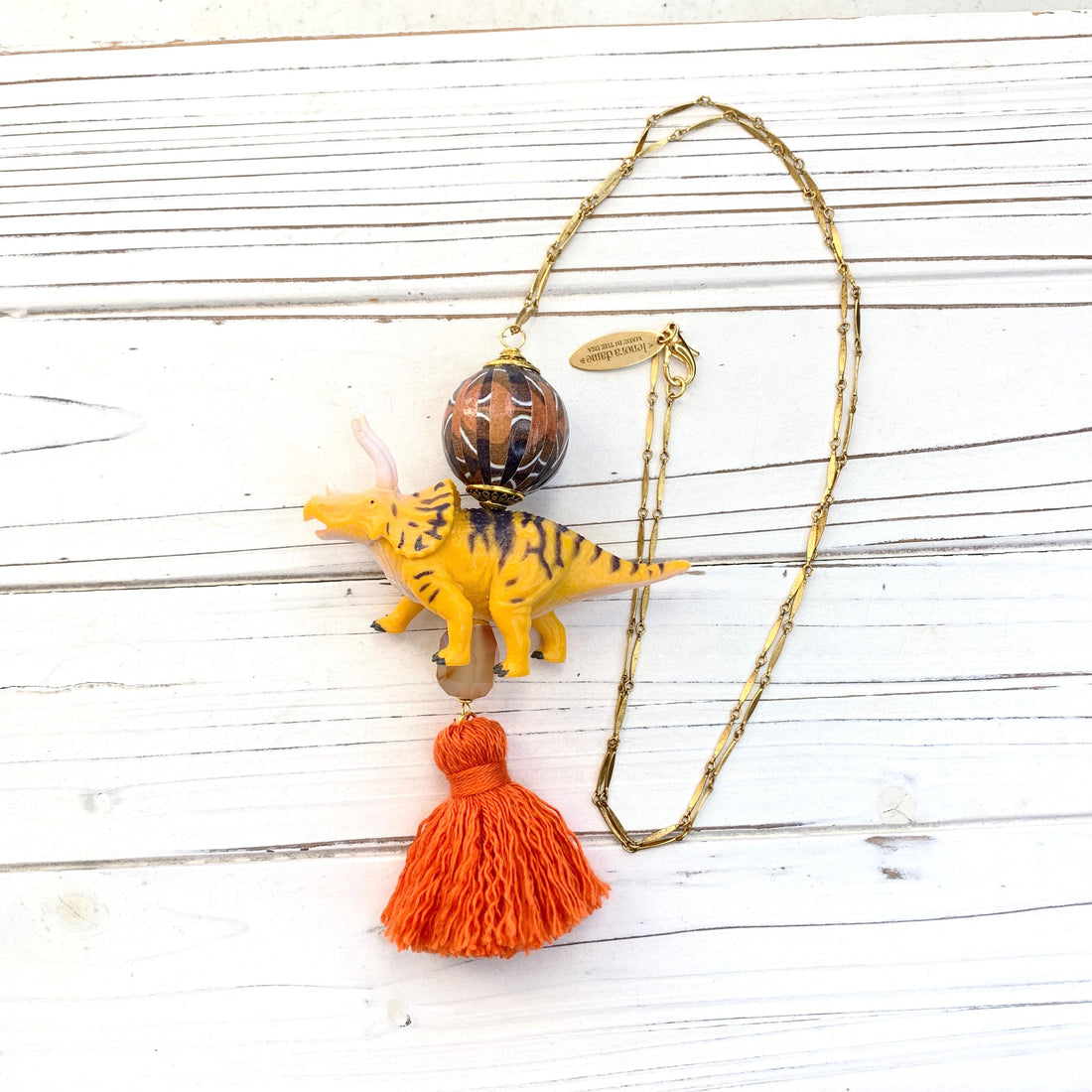 Lenora Dame Triceratops Dinosaur Pendant Necklace - One-of-a-Kind