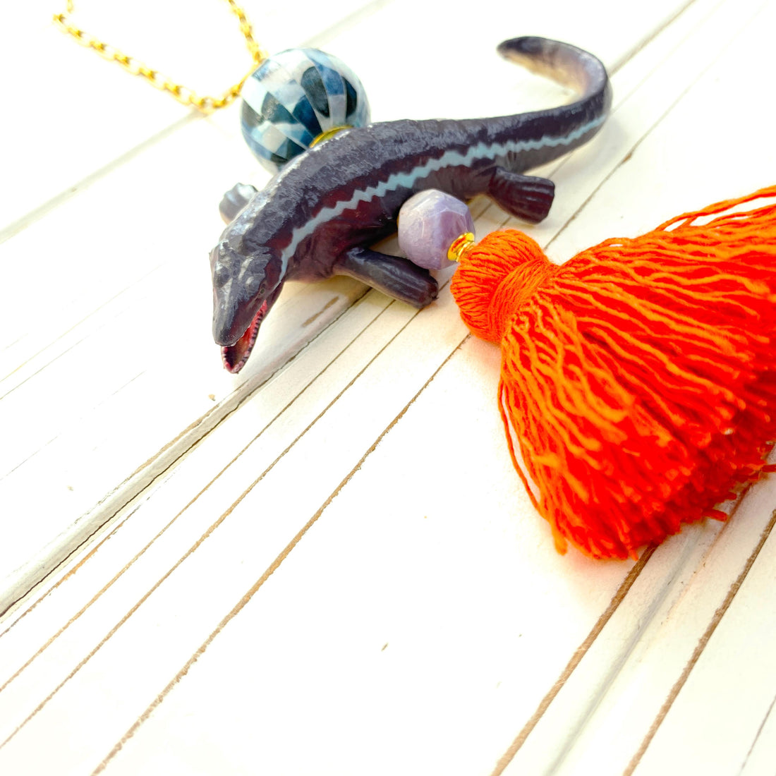 Lenora Dame Mosasaurus Dinosaur Pendant Necklace - One-of-a-Kind
