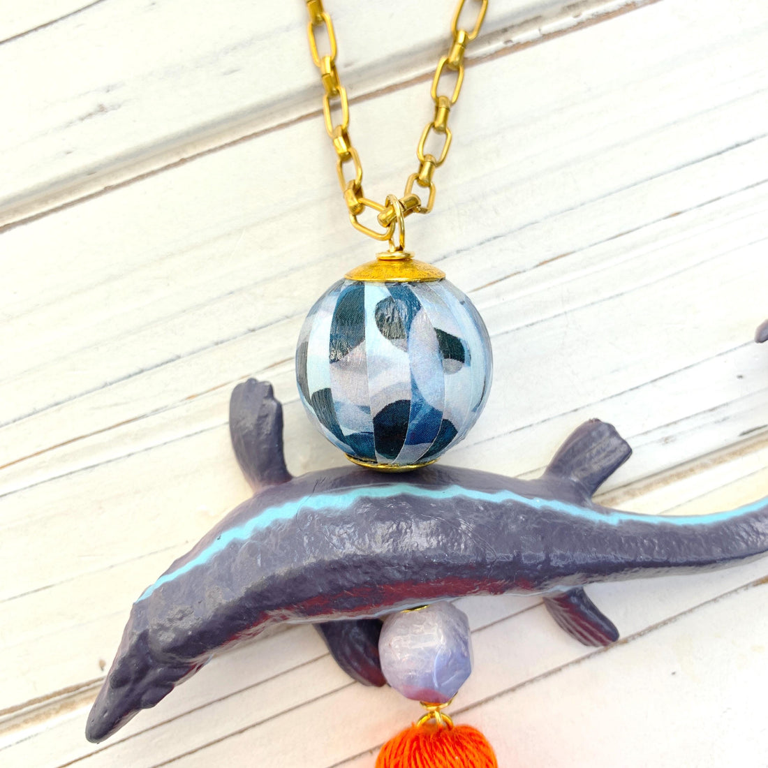 Lenora Dame Mosasaurus Dinosaur Pendant Necklace - One-of-a-Kind
