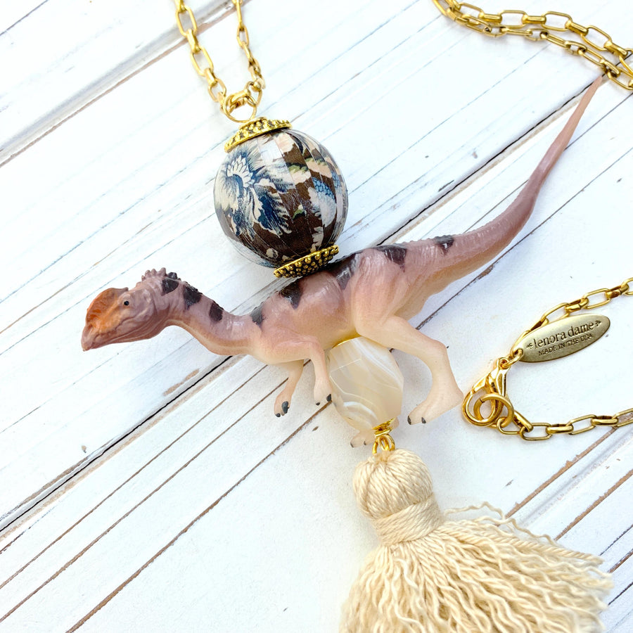 Lenora Dame Dilophosaurus Dinosaur Pendant Necklace - One-of-a-Kind