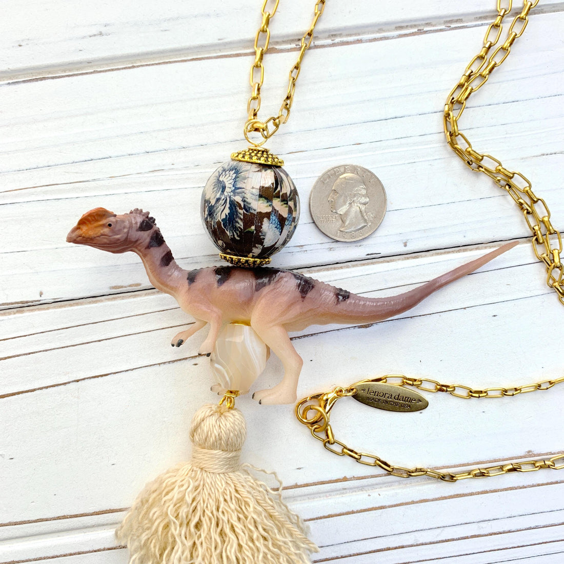 Lenora Dame Dilophosaurus Dinosaur Pendant Necklace - One-of-a-Kind