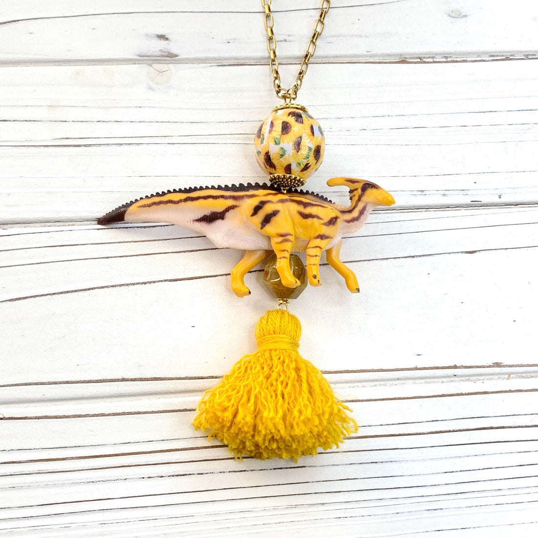 Lenora Dame Parasaurolophus Dinosaur Pendant Necklace - One-of-a-Kind