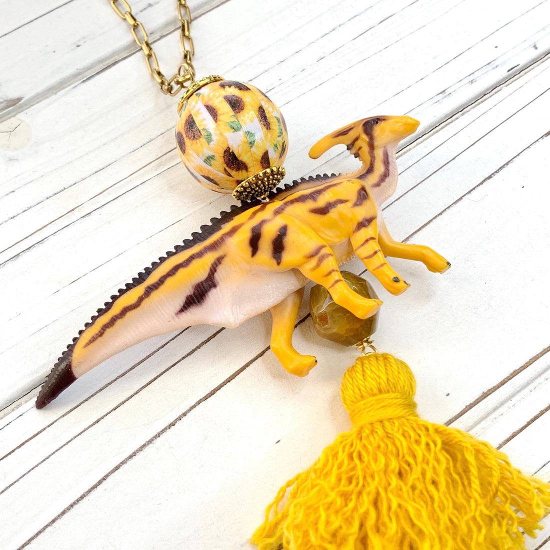 Lenora Dame Parasaurolophus Dinosaur Pendant Necklace - One-of-a-Kind