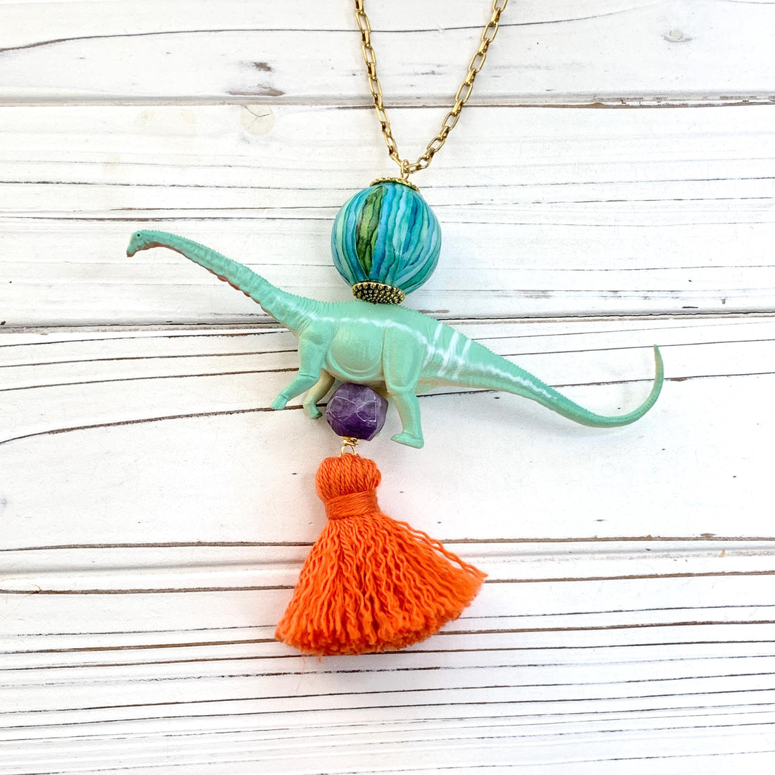Lenora Dame Brontosaurus Dinosaur Pendant Necklace - One-of-a-Kind