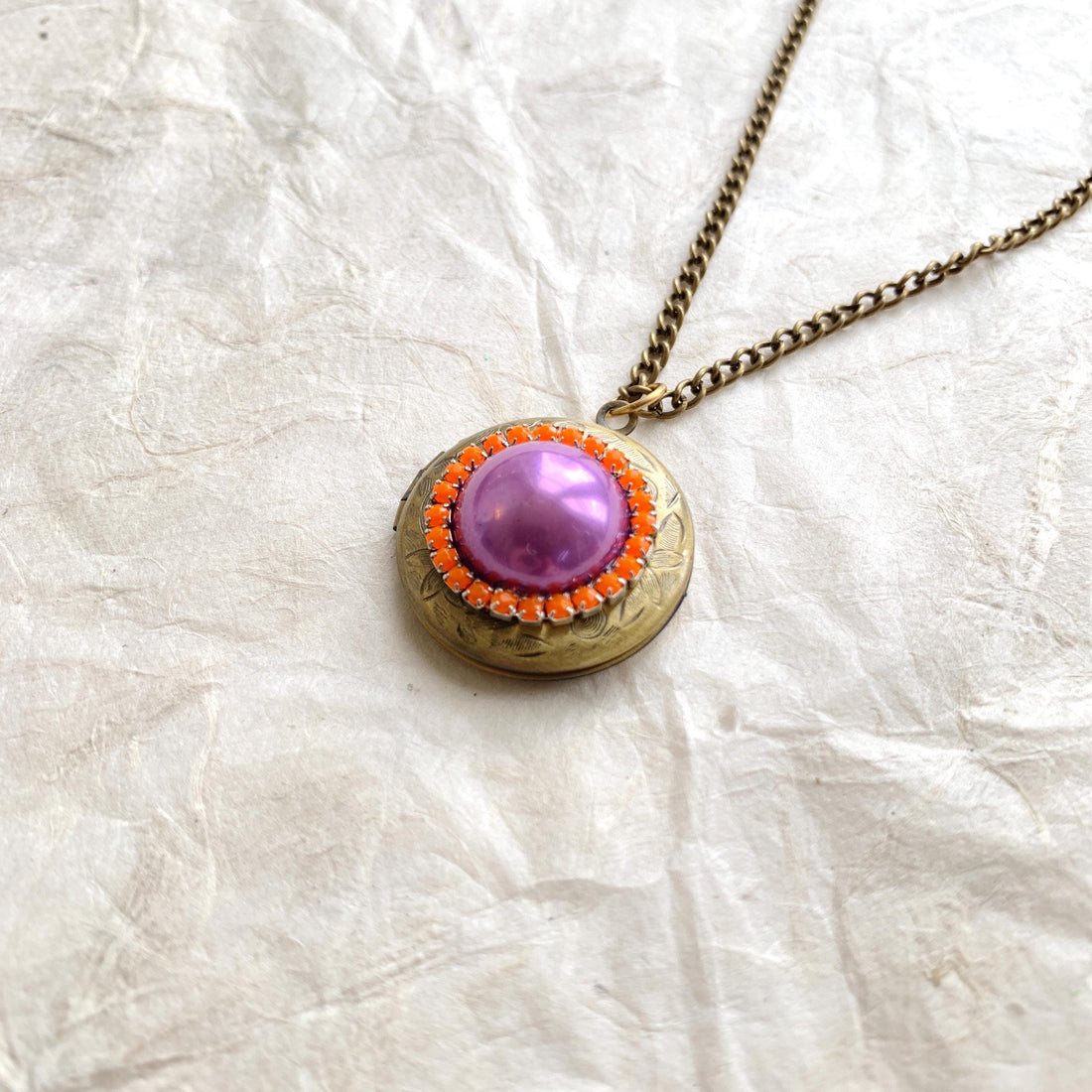 Lenora Dame Lovely in Lavender Round Locket Necklace