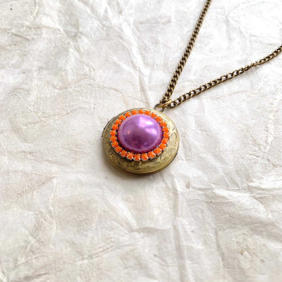 Lenora Dame Lovely in Lavender Round Locket Necklace