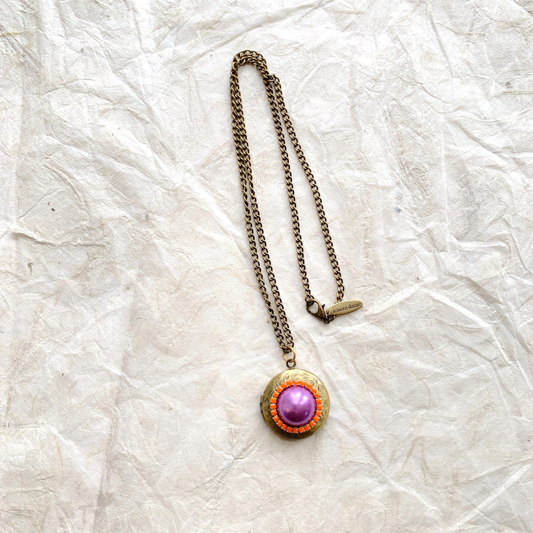 Lenora Dame Lovely in Lavender Round Locket Necklace
