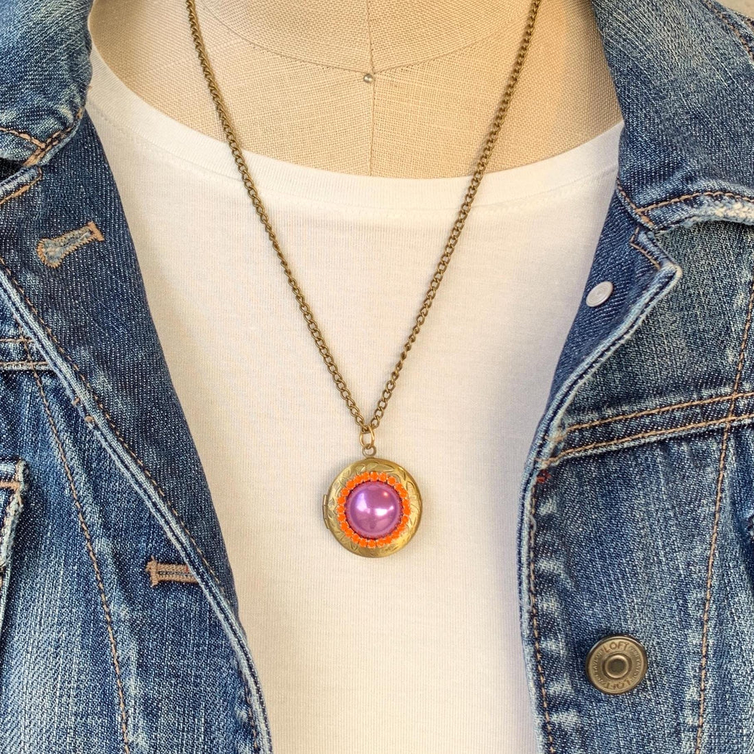 Lenora Dame Lovely in Lavender Round Locket Necklace