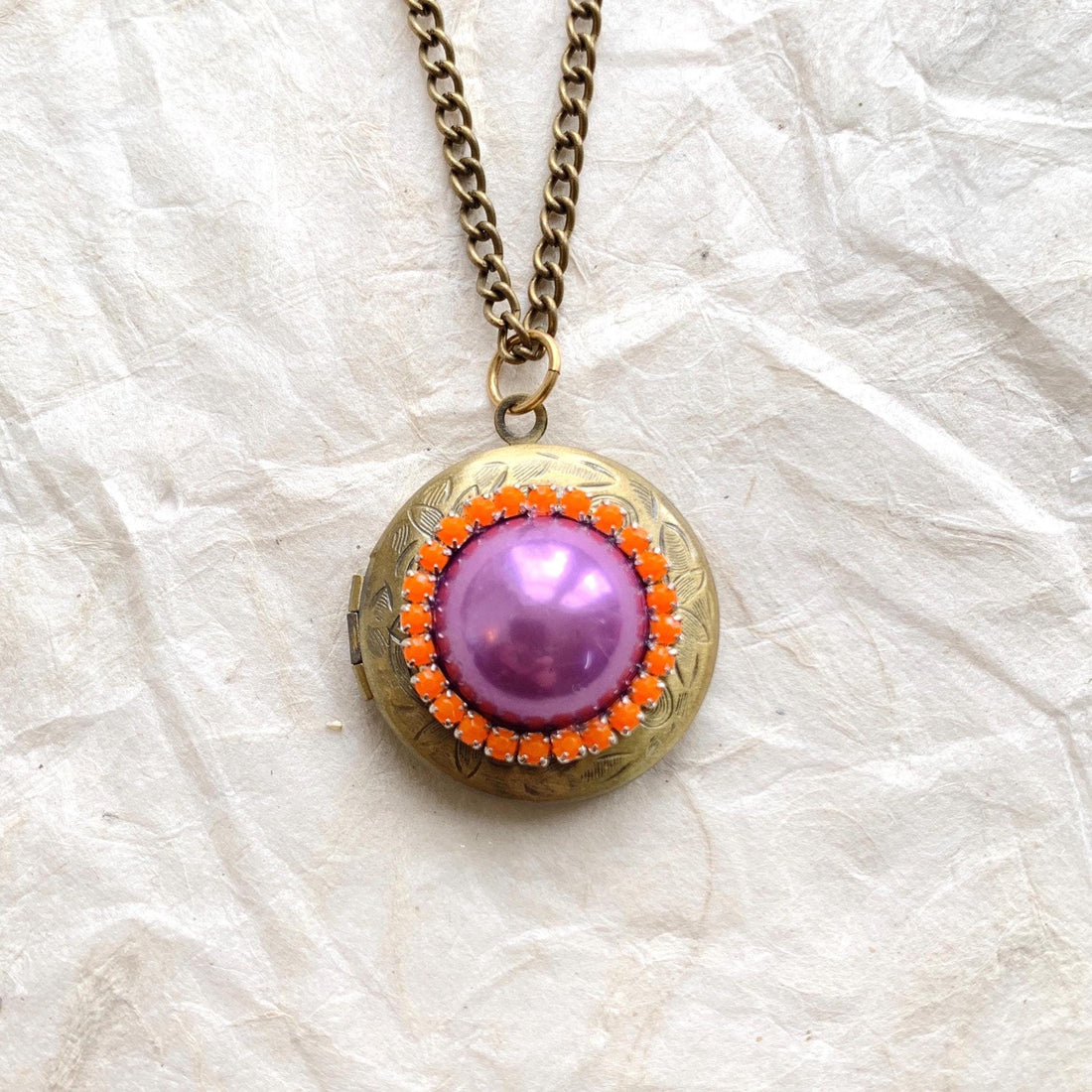 Lenora Dame Lovely in Lavender Round Locket Necklace