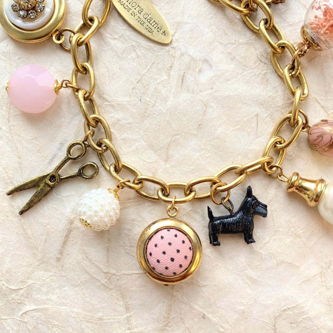Lenora Dame Scottie Dog Vintage Treasures Charm Bracelet - One-of-a-Kind