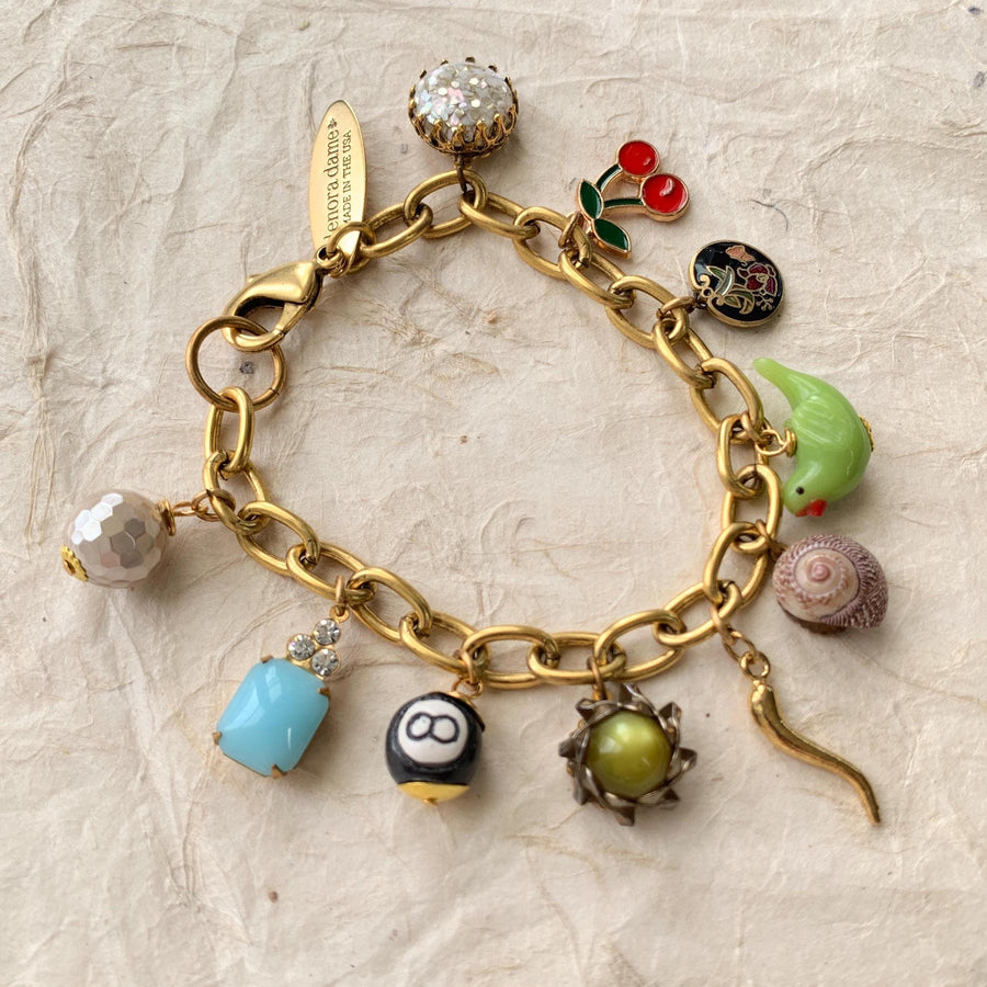 Lenora Dame Italian Horn Vintage Treasures Charm Bracelet - One-of-a-Kind