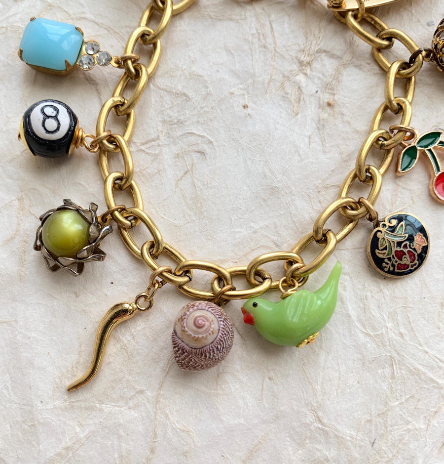 Lenora Dame Italian Horn Vintage Treasures Charm Bracelet - One-of-a-Kind