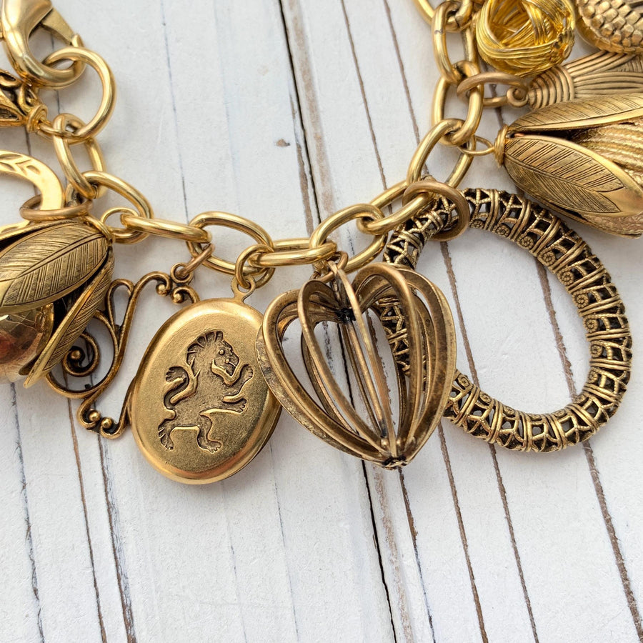 Vintage Inspired Gilded Charm Bracelet