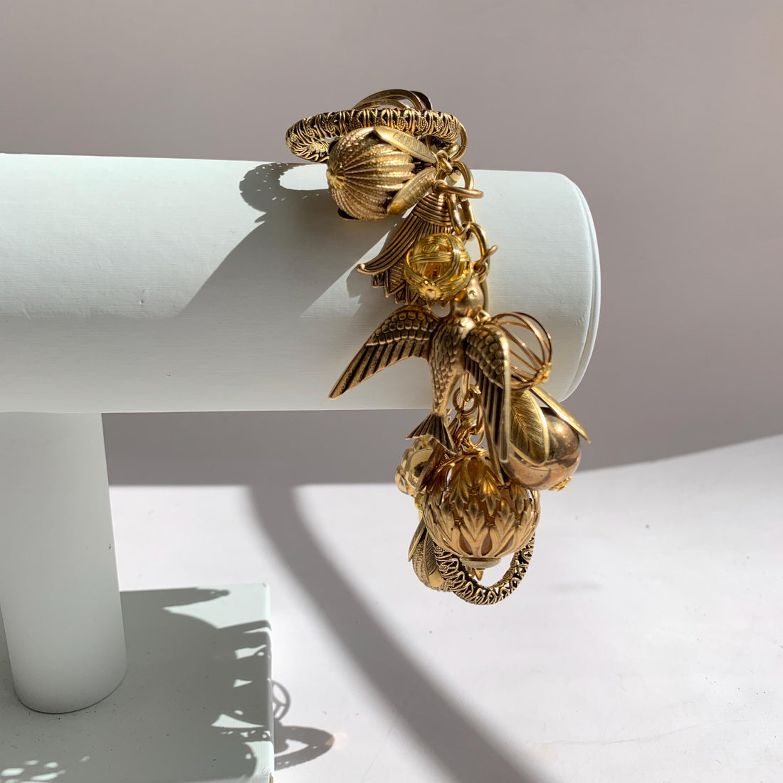 Vintage Inspired Gilded Charm Bracelet