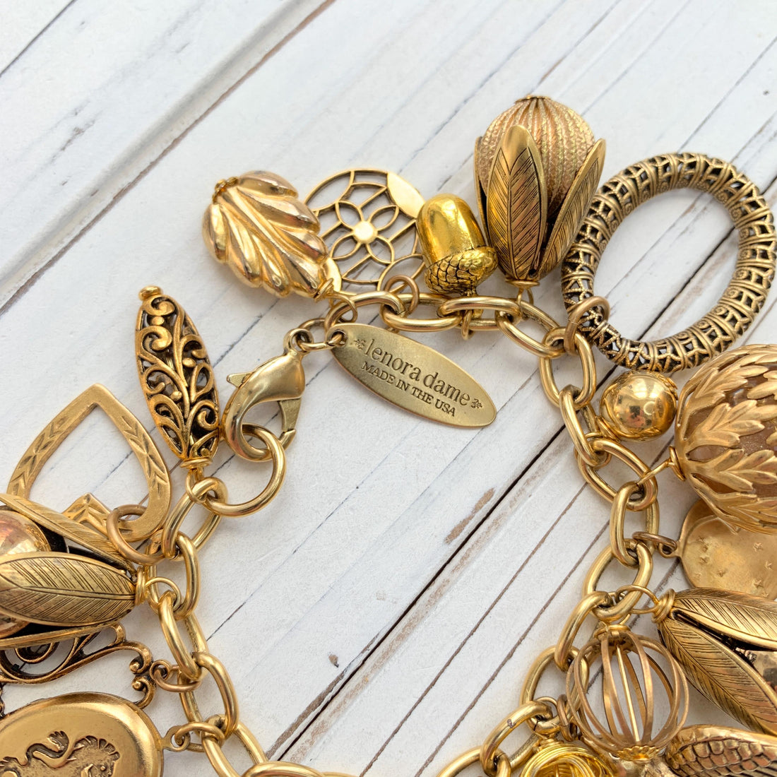 Vintage Inspired Gilded Charm Bracelet