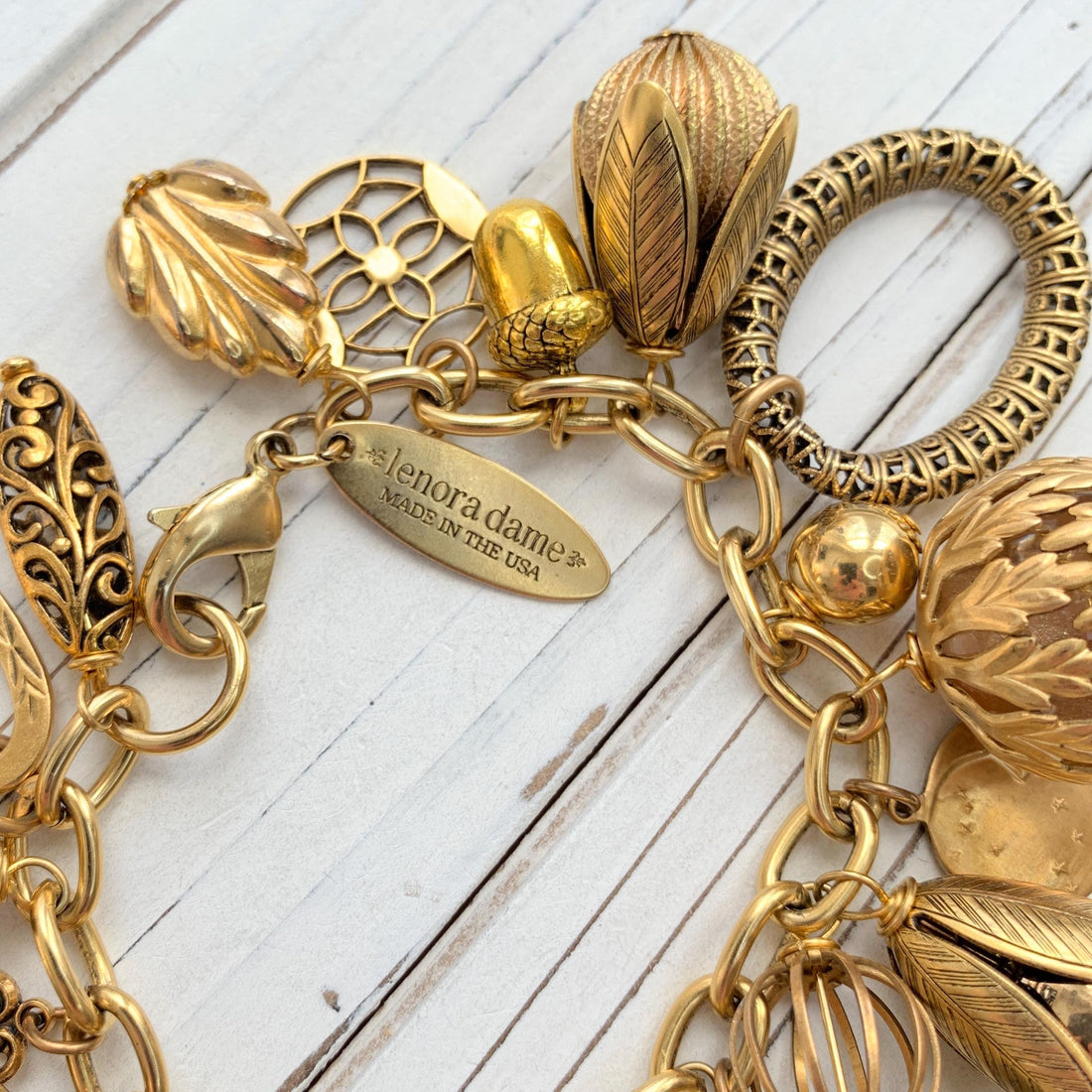 Vintage Inspired Gilded Charm Bracelet