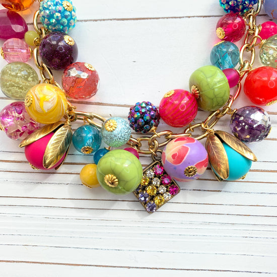 Colorful Beaded Charm Necklace
