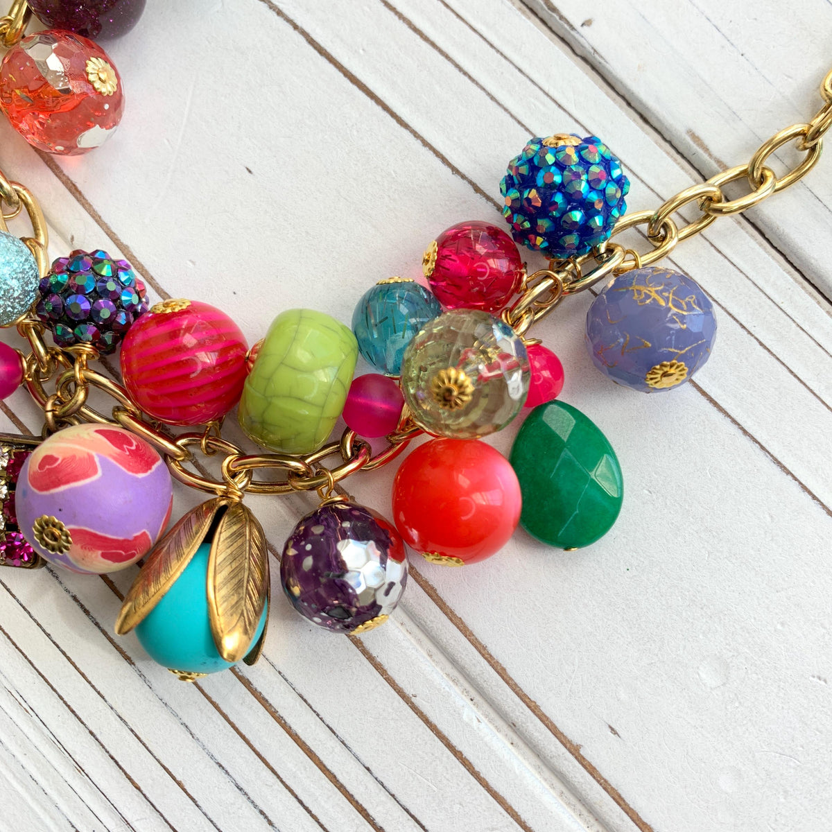Colorful Beaded Charm Necklace