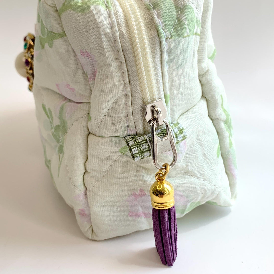 Floral Quilted Makeup Bag, Makeup Pouch, Gifts for Mom - One-of-a-Kind