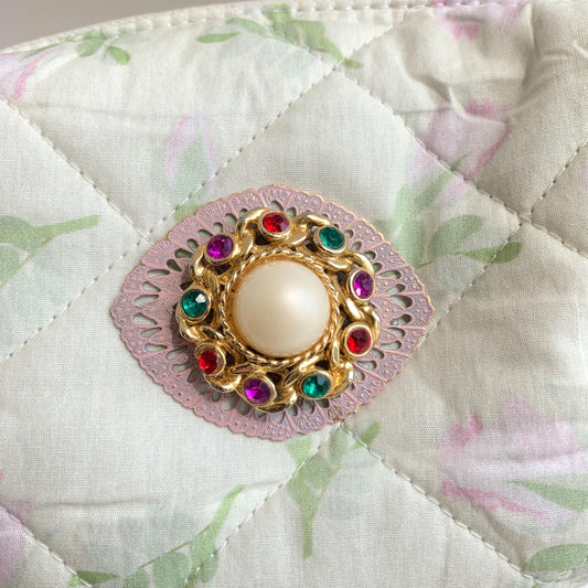 Pink Roses Quilted Makeup Bag