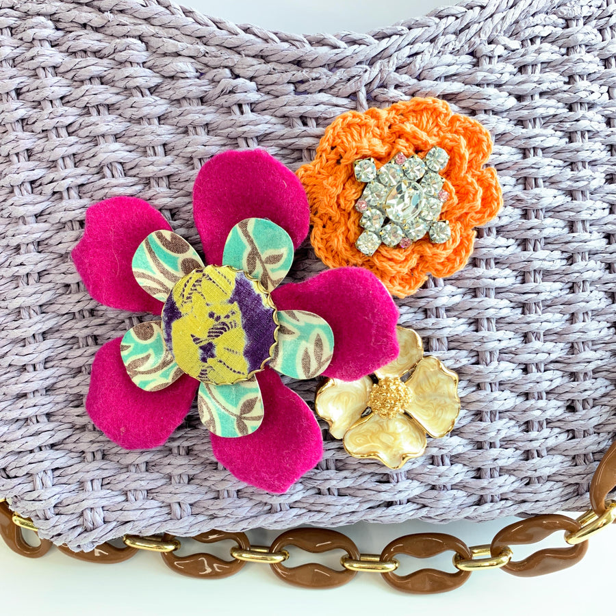 Lenora Dame The Poppy Woven Shoulder Bag with Chain Strap - One-of-a-Kind