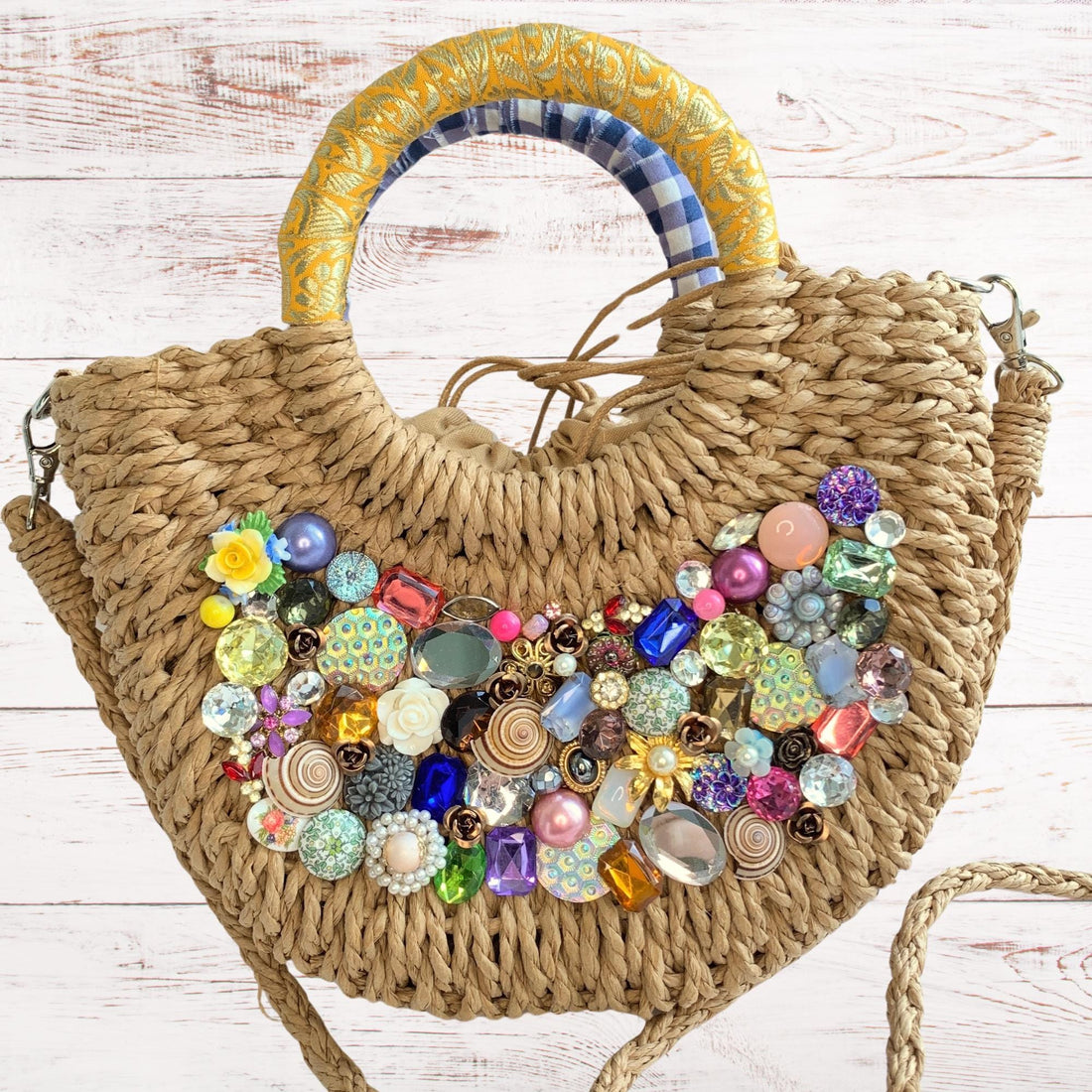 Lenora Dame Treasure Chest Woven Straw Handbag - One-of-a-Kind