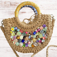 Lenora Dame Treasure Chest Woven Straw Handbag - One-of-a-Kind