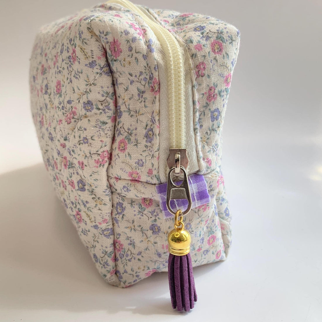 Floral Quilted Makeup Bag, Makeup Pouch, Gifts for Mom - One-of-a-Kind