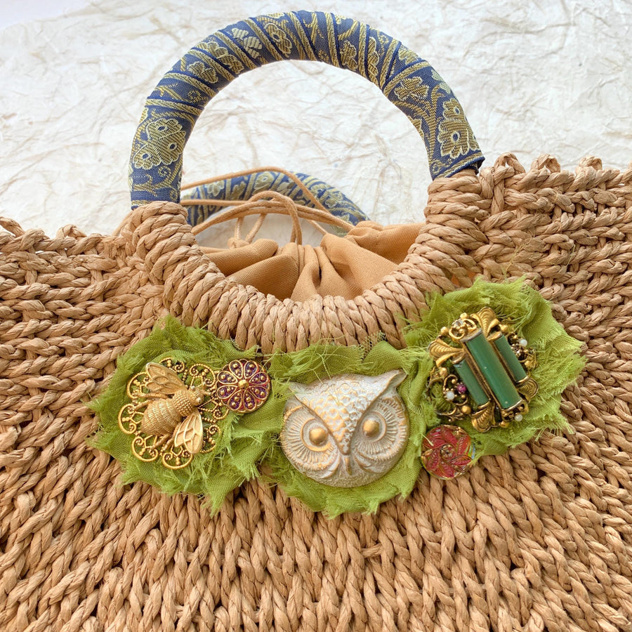 Lenora Dame Owl Woven Handbag - One-of-a-Kind