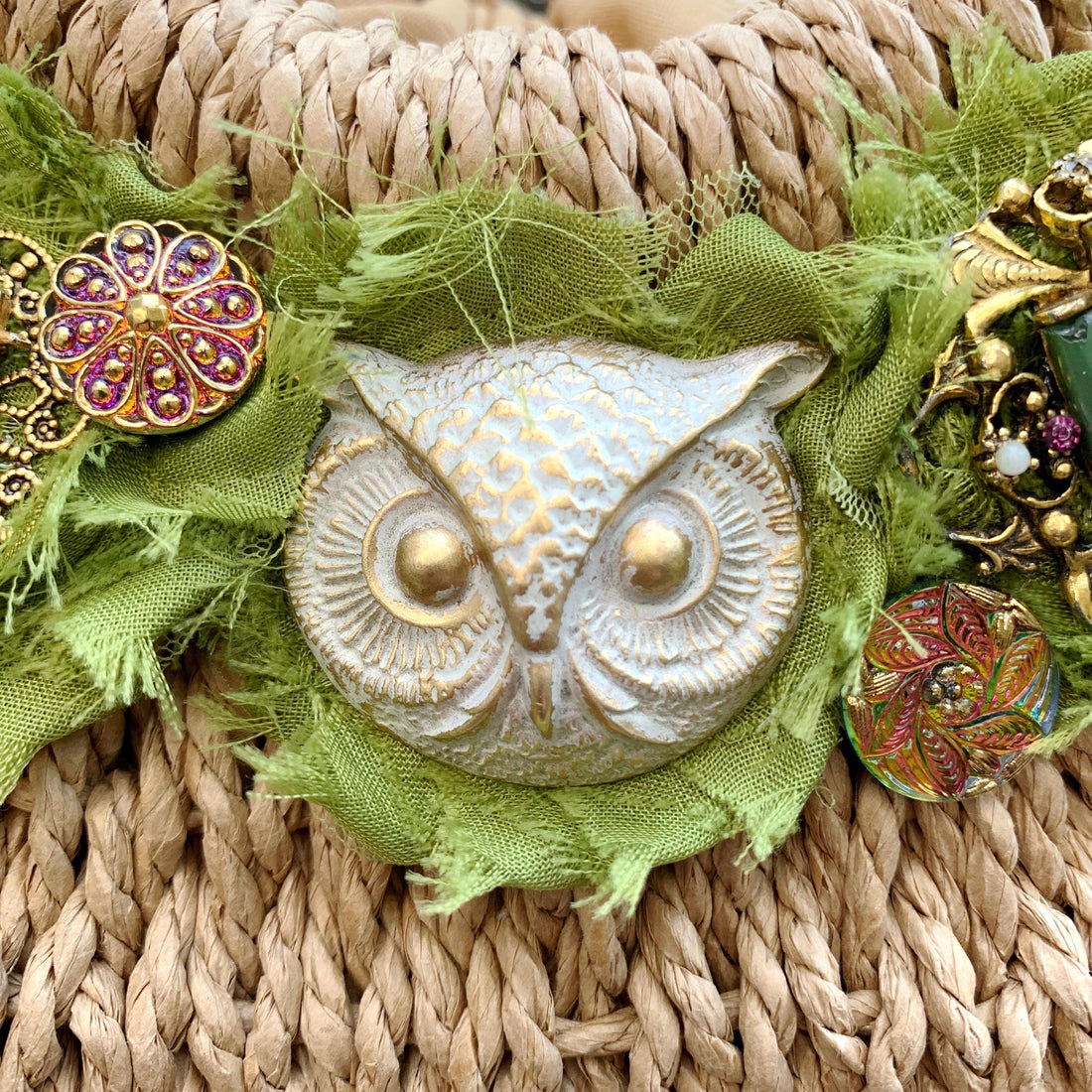 Lenora Dame Owl Woven Handbag - One-of-a-Kind