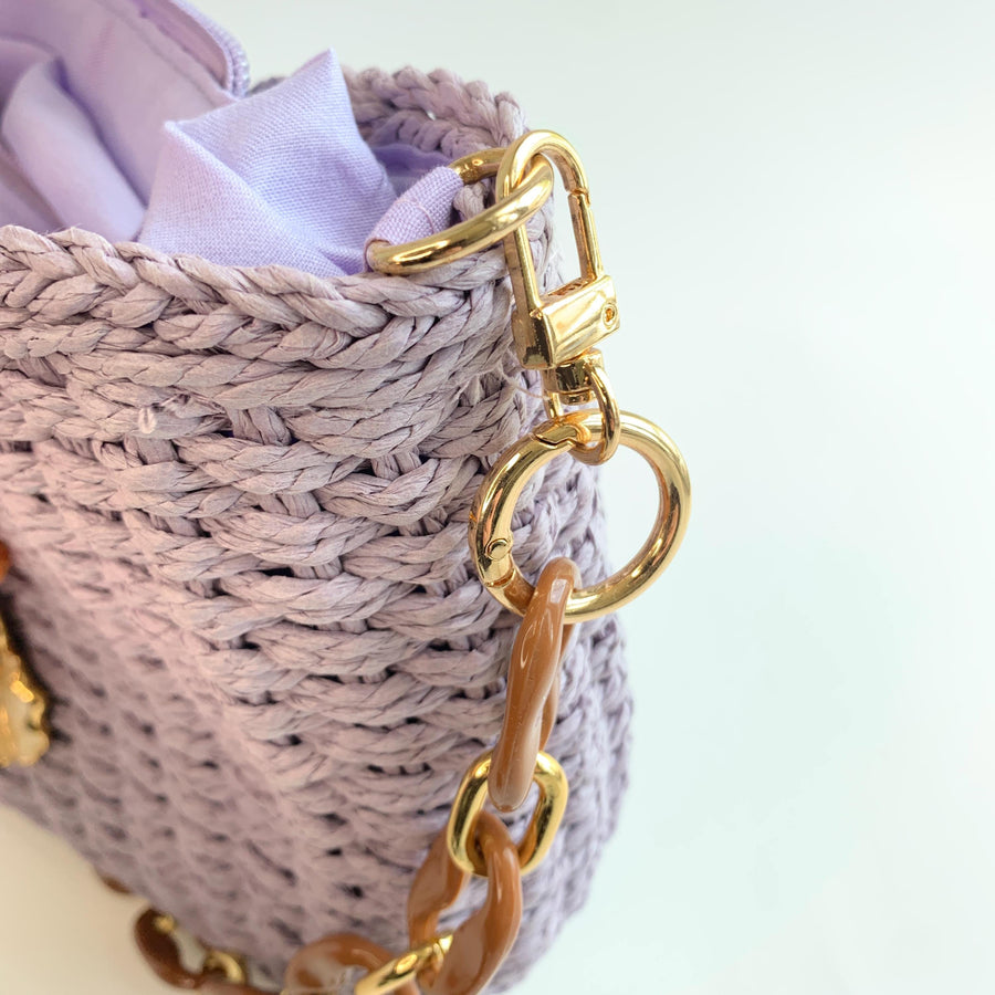 Lenora Dame The Poppy Woven Shoulder Bag with Chain Strap - One-of-a-Kind