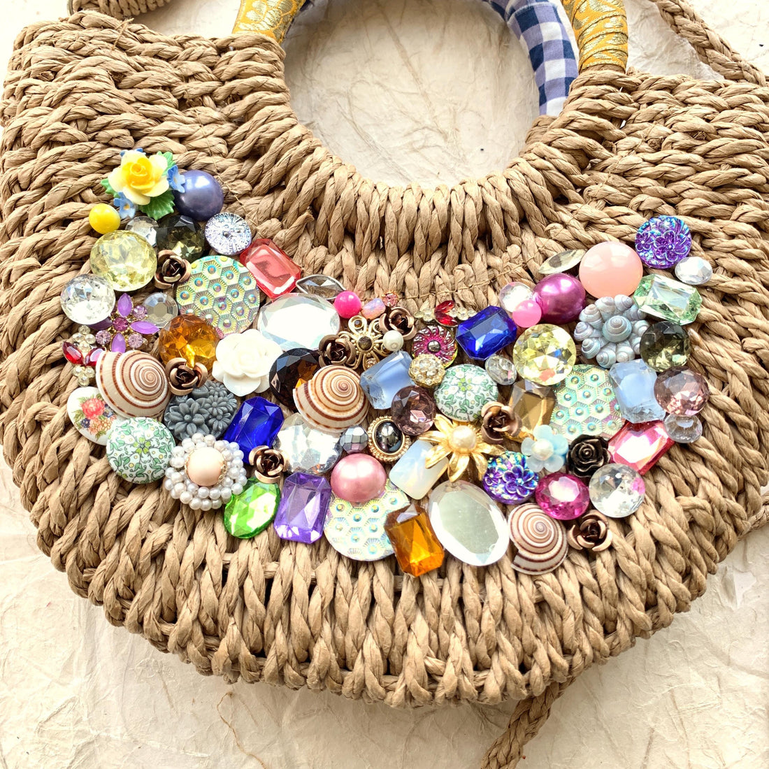 Lenora Dame Treasure Chest Woven Straw Handbag - One-of-a-Kind
