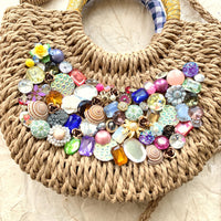 Lenora Dame Treasure Chest Woven Straw Handbag - One-of-a-Kind