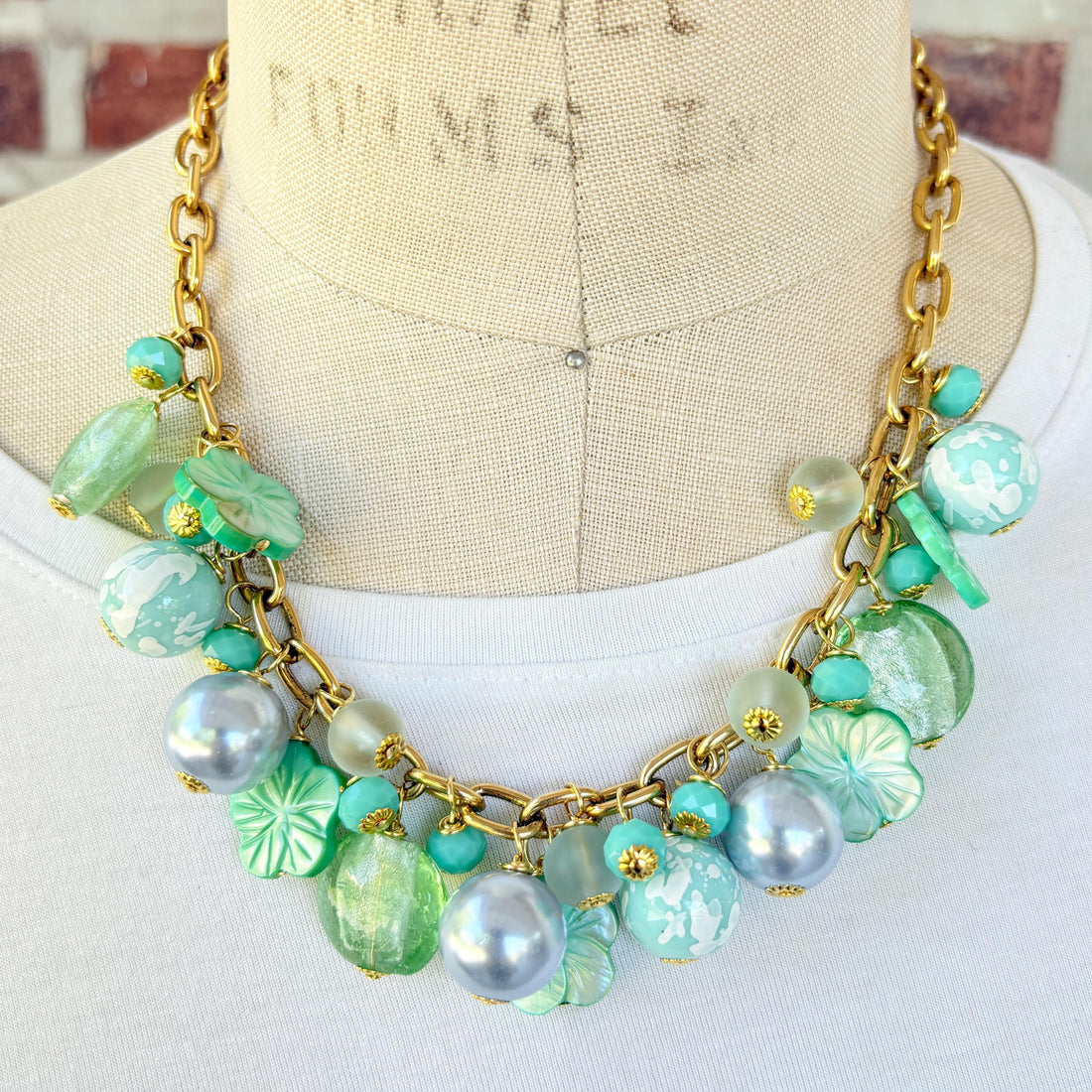 Mint Green Charm Necklace - Lenora Dame Jewelry Mint Green Charm Necklace - Lenora Dame Jewelry