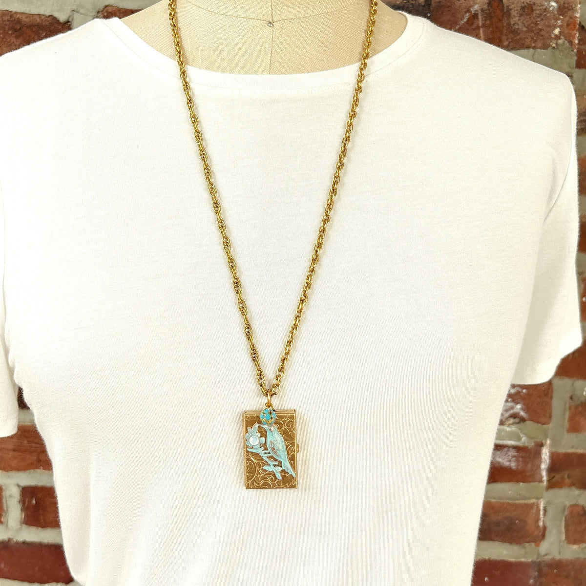 Bird Photo Locket Necklace - Choice of 3 Color Options
