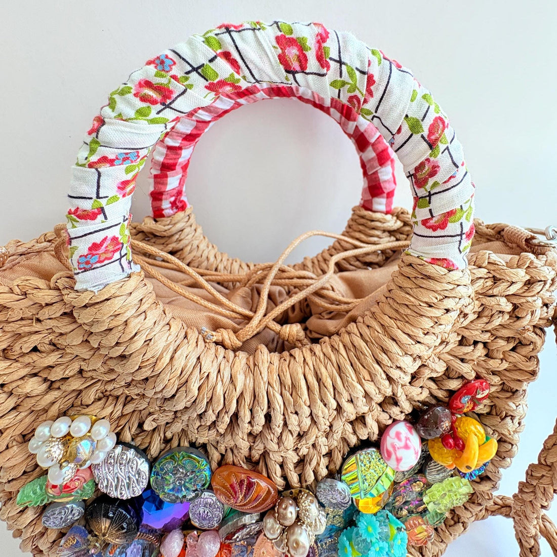Picnic Basket Woven Straw Handbag - One-of-a-Kind