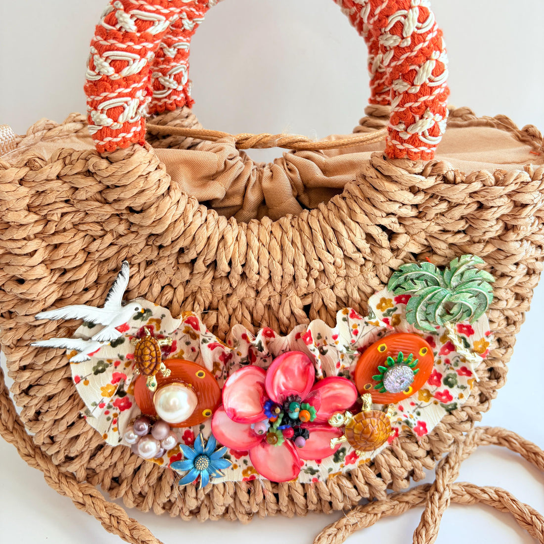 Lenora Dame Turtle Bay Woven Straw Handbag - One-of-a-Kind