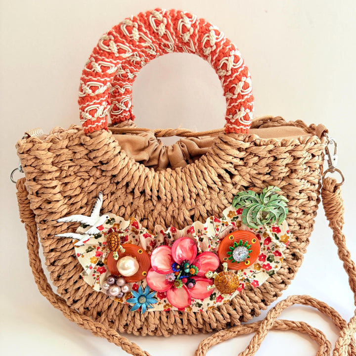 Lenora Dame Turtle Bay Woven Straw Handbag - One-of-a-Kind