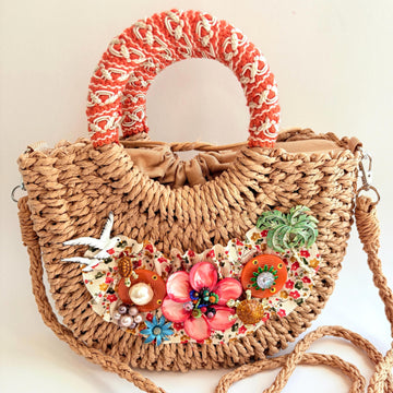 Lenora Dame Turtle Bay Woven Straw Handbag - One-of-a-Kind