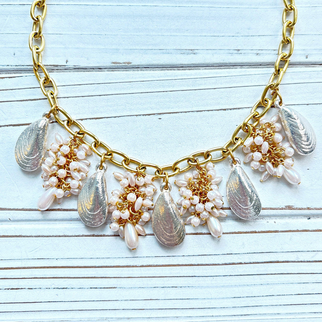 Mussels and Pearls Statement Necklace