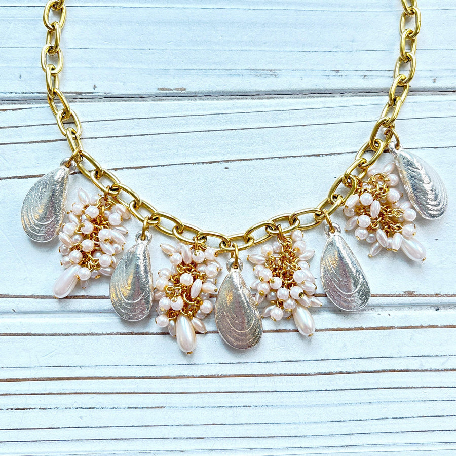 Mussels and Pearls Statement Necklace