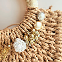 Kimono Wrapped Top Handle Straw Handbag - One-of-a-Kind