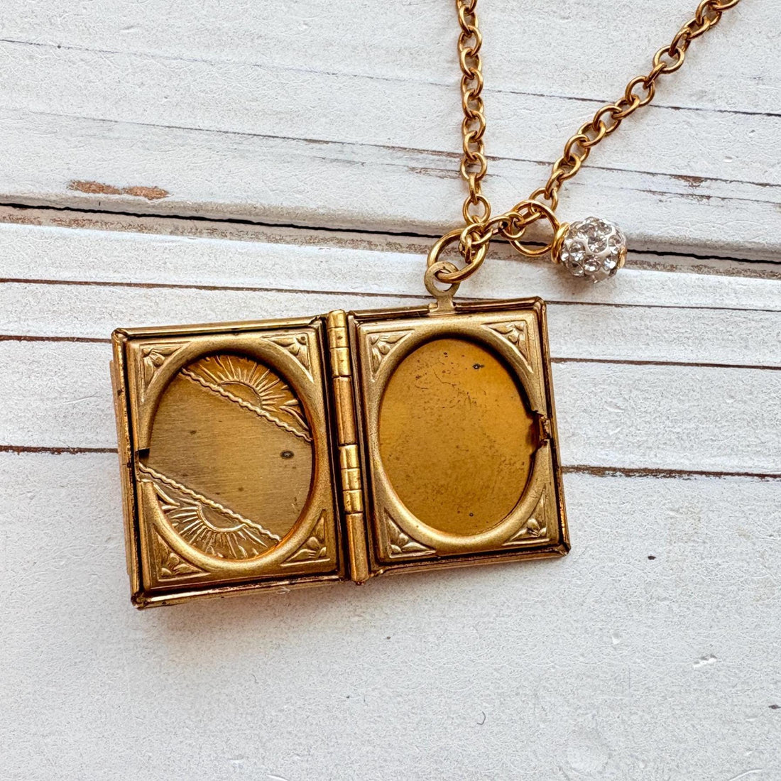 Wood Game Piece Initial Locket Necklace - Choice of Initial