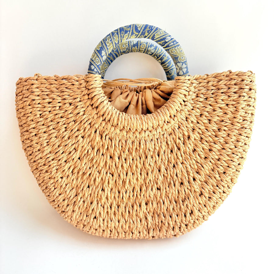 Nautical Straw Handbag - One-of-a-Kind