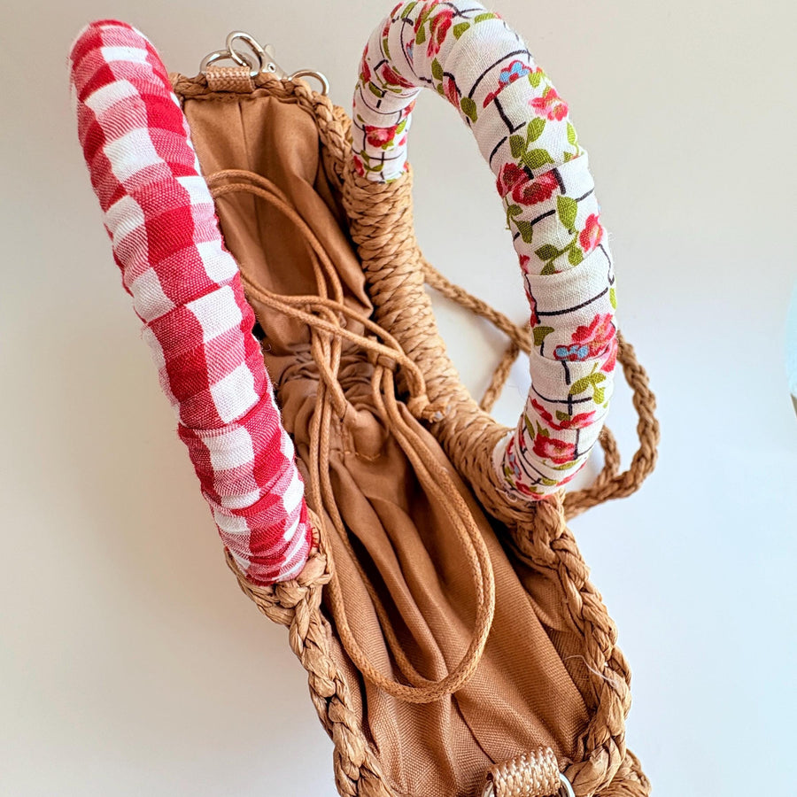 Picnic Basket Woven Straw Handbag - One-of-a-Kind