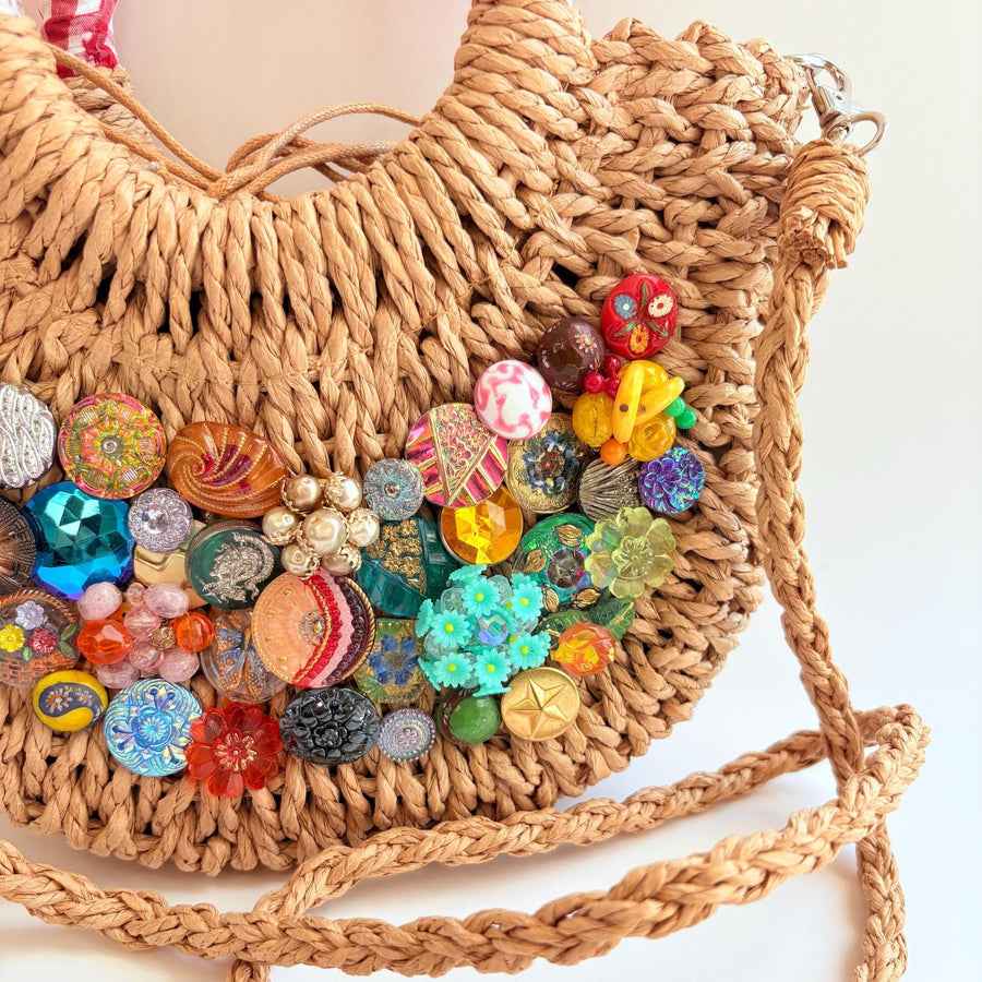 Picnic Basket Woven Straw Handbag - One-of-a-Kind
