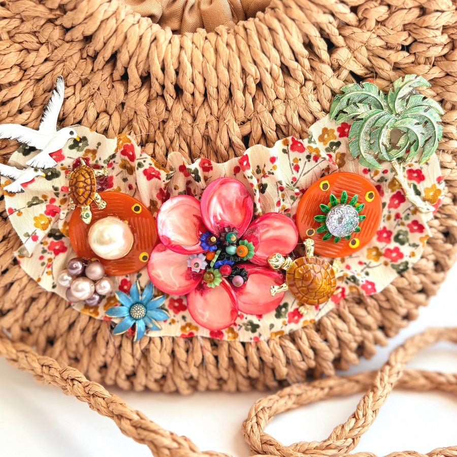 Lenora Dame Turtle Bay Woven Straw Handbag - One-of-a-Kind