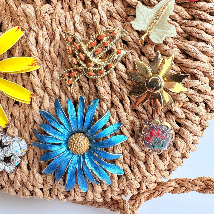 Lenora Dame Flowers Woven Straw Handbag - One-of-a-Kind