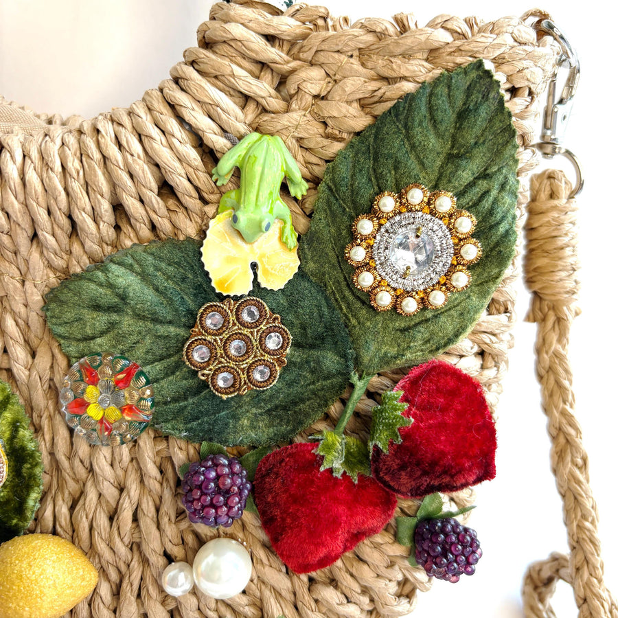 Lenora Dame Lilly Pad Woven Straw Handbag - One-of-a-Kind